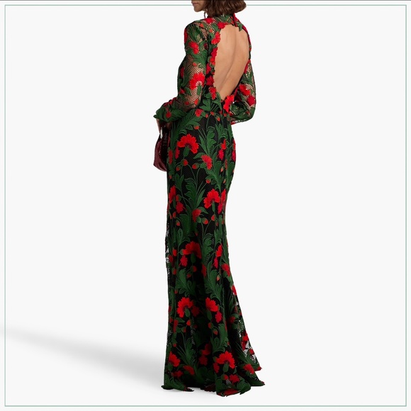 $8150 Oscar de la Renta 2024-25 Marbled Carnation Guipure Lace Runway Gown - Picture 10 of 16